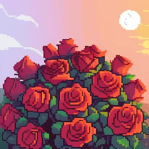 roses,pixel art style, detailed,