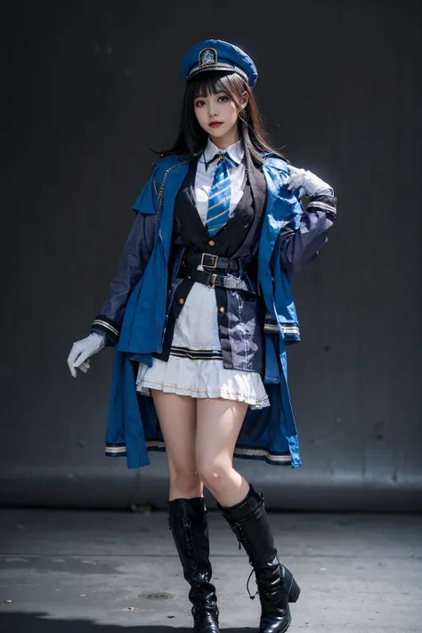 best quality, masterpiece, realistic, (photorealistic:1.4), 1girl, solo, full body, diesel cosplay costume, cosplay, jacket, hat...