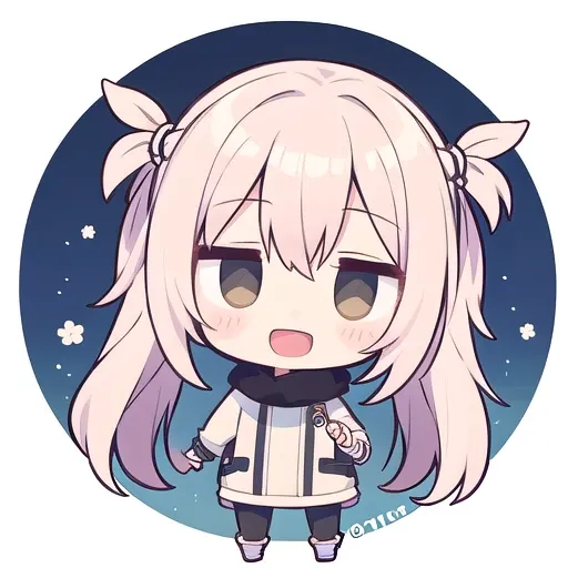 <lora:hotarueye_jitome9_v100:1>, 1girl, (chibi:1.4), smile, open mouth, upper body, standing