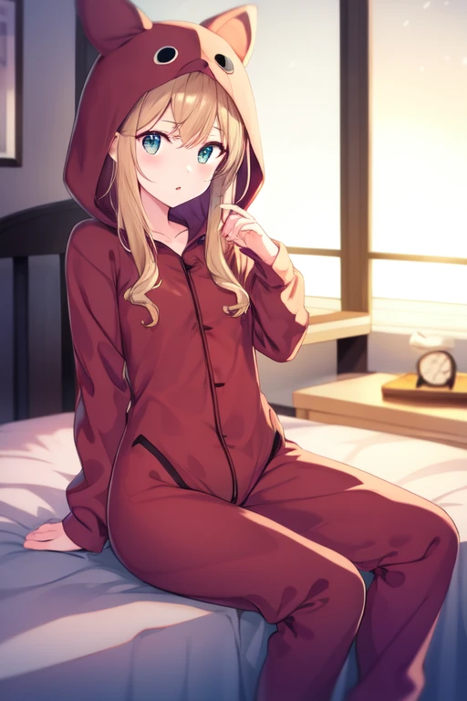 onesie, sitting, bed