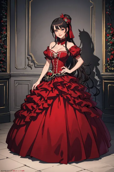 ((Masterpiece, best quality)), edgQuality,smug,smirk,bimbo,glossy,
ballgown, a woman in a red dress posing for a picture , wearing a ballgown,
 <lora:edgBallgown_MINI:1>