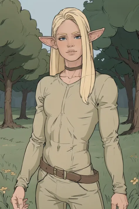 a cartoon picture of a woman with blonde hair and a green shirt