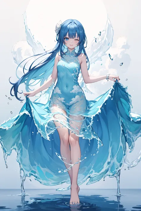 1girl, solo, ((liquid clothes)), <lora:LiquidClothesV2:1>,
liquid clothes, blue theme, 1girl, solo, long hair, dress, barefoot, blue hair, one eye closed, blue eyes, blue nails, nail polish, toenail polish, cloud, toenails, full body, very long hair, sky p...