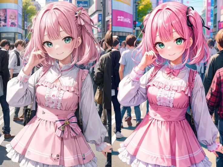 insanely detailed, absurdres, ultra-highres, ultra-detailed, best quality, 1 girl, solo, 16 years old, nice hands, perfect hands, BREAK, (wearing harajuku-style coordinate), happy smile, laugh, closed mouth, dynamic pose, cowboy shot, looking at viewer, BR...