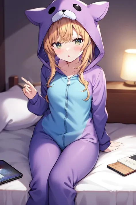 onesie, sitting, bed