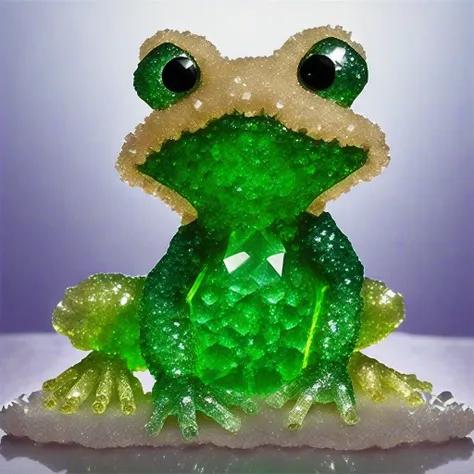 Frog, (solidifying:1.61), (embedding:kcrstal17xl-step00001200.safetensors:1.2), very detailed, intricate, product shot, photograph, studio lighting, concept art, isolated, neutral background, neutral surroundings