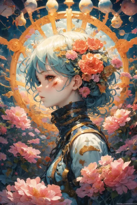 masterpiece, best quality, 1girl, dreamwave, aesthetic <lora:Dreamwave v2.5_8200:1>,creature, profile, pose,(wounded:1.25),(flowers:1.15),(depressed:1.25), (fade:1.1), crying,(spell circle:1.25)