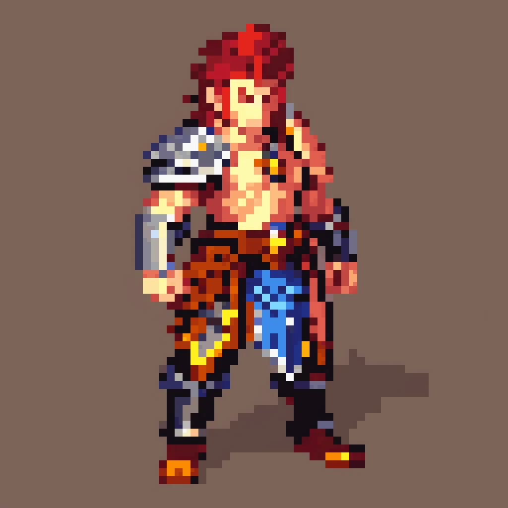 A warrior, game asset, detailed, pixel art, PixArFK, <lora:PixelArtRedmond-Lite64:1>