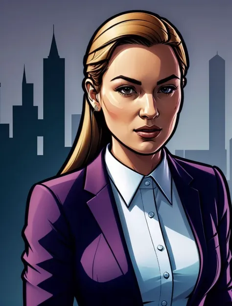 <lora:GTA_Style:0.8> comic character, a woman in suit