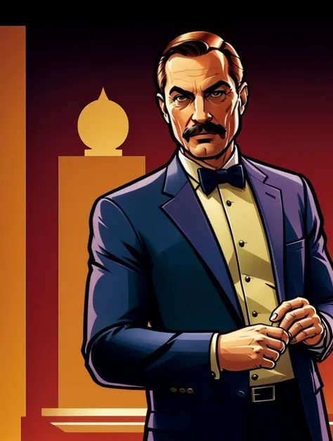 <lora:GTA_Style:0.8> comic character, a man in casino palyer