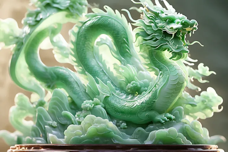 jade Sculptureï¼jade, realisticï¼chinese dragon, cinematic light, <lora:jade:0.9>