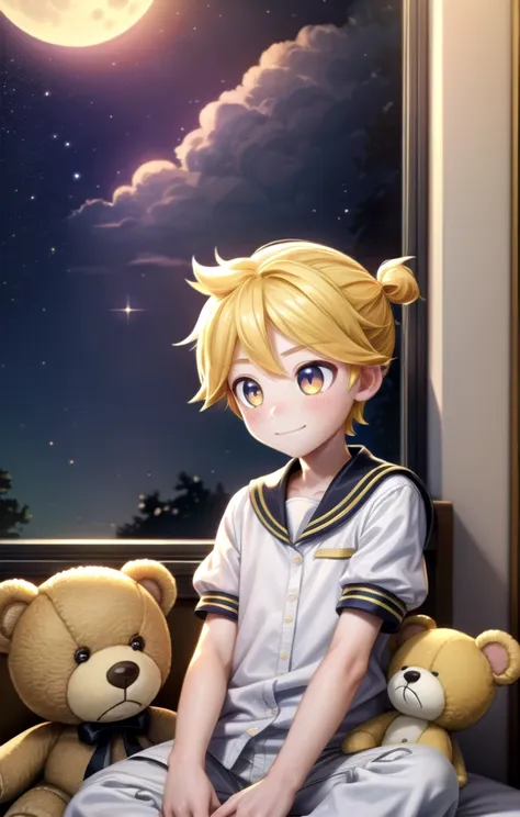 ((masterpiece:1.4,best quality)), <lora:kagaminelenv1:0.7>, 1boy, sailor_collar, kagamine_len, yellow hair, (8k:0.7), (dusk:0.6)...