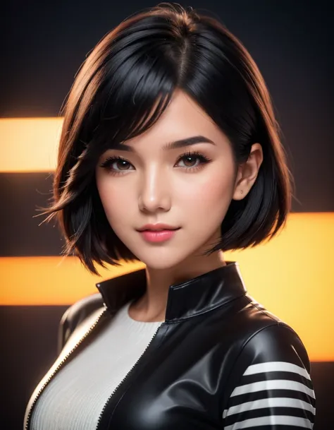 Minecraft style <lora:FF.84.sdvn6Realxl_detailface.lora:1> [X] (masterpiece, best quality, ultra realistic, 32k, RAW photo, detail skin, 8k uhd, dslr, high quality, film grain:1.5), n short hair, black hair hair:1.1, portrait, lady, brown eyes, dark black ...