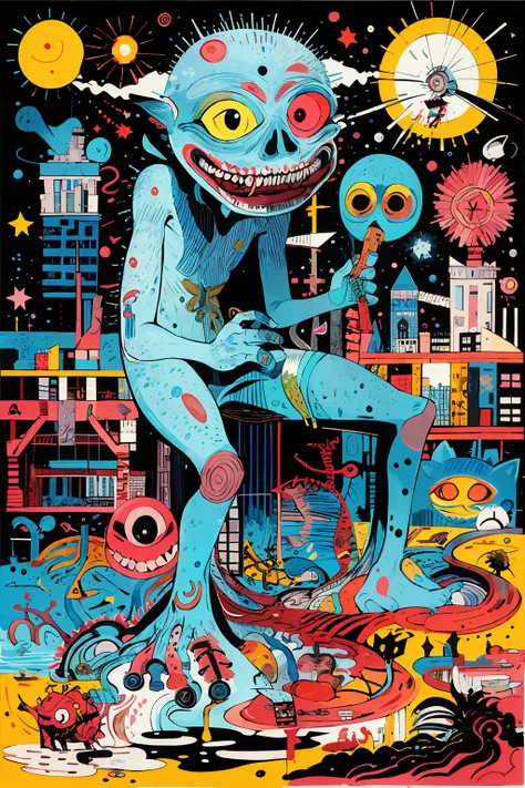 masterpiece,best quality,<lora:TUYA5:0.8>,surrealistic,tuyawang,abstract,doodle art,monster,