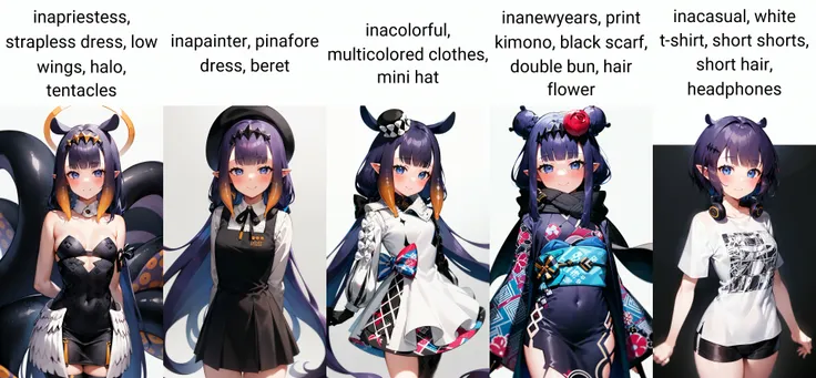 Ninomae Ina'nis (Hololive) 5 outfits