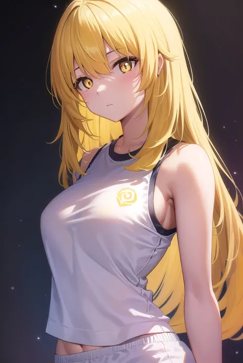 misakishokuhou, <lora:misakishokuhou-lora-nochekaiser:1>, 
misaki shokuhou, blonde hair, hair between eyes, long hair, (symbol-shaped pupils:1.5), (yellow eyes:1.5),
BREAK bare shoulders, gloves, gym shirt, gym shorts, gym uniform, shirt, short shorts, sho...