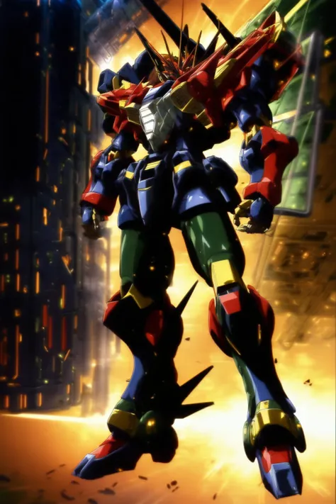 (ROBOTANIMESTYLE:1.5),(cell anime:1.5), a (((mecha))) with sleek and menacing design,glowing eyes, (full body:1.2),(heroic parts:0.1),(military parts:1.5),(mechanical parts:1.5),(highly detailed full armor:1.2),<lora:srd_v3_5d:0.8>