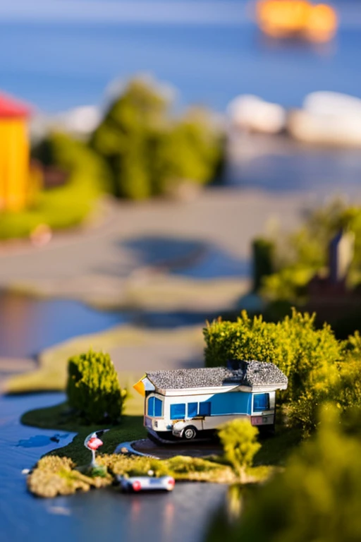 toy style, (close-up:1.15), a one tiny house, (tilt shift:1.2)