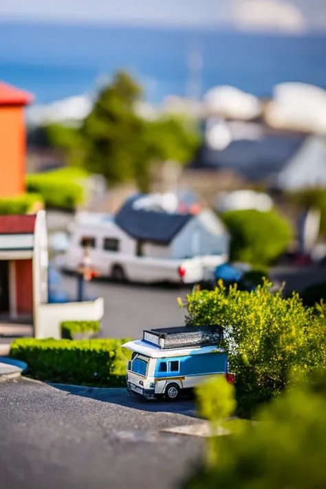 toy style, (close-up:1.15), a one tiny house, (tilt shift:1.2)