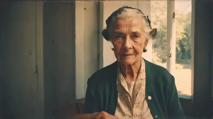 Vintage Photograph, Elderly Woman Portrait, Analog Film, Wearing Time-worn Clothes, 1950s, Soft Lighting, Wrinkled Skin Texture, Simple Background, Rule of Thirds Composition, Visible Grain, Shallow Focus, Amelia Earhar
,analog, AnalogRedmAF,
<lora:AnalogR...