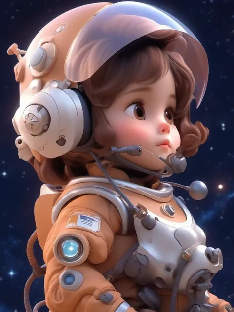 Pixar style,MG_ip,1girl,child,solo,helmet,profile,brown hair,science fiction,portrait,spacesuit,from side,upper body,brown eyes,short hair,machine,mechanical ear,mechanical antenna,mecha,cable,background starry sky,the earth,planet,<lora:3Dæ¨¡åä¸¨å¯ç±å...