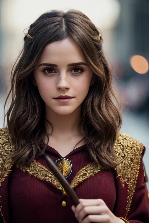 photo of beautiful (emwats0n:0.99), a woman in a (movie premiere gala:1.1), perfect hair, wearing ((sexy gryffindor wizard outfit:1.1)), (paparazzi in background), ((Takenokozoku:1.1)), modelshoot style, (extremely detailed CG unity 8k wallpaper), professi...