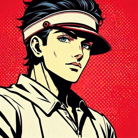 pop art,
1boy, solo, upper body, looking at viewer, red background,
<lora:pop_art_style_v11:0.7>