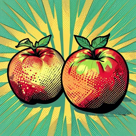 pop art, apple, fruit, 
 <lora:pop_art_v2:0.7>