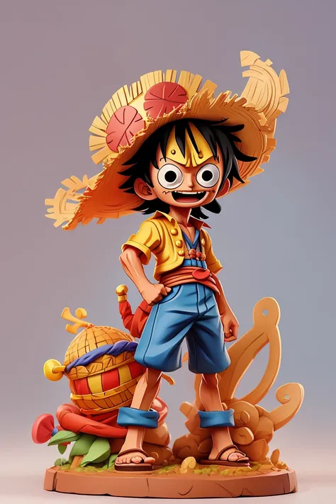 Masterpiece, One Piece Luffy, cute Q version,solo,cute,3D