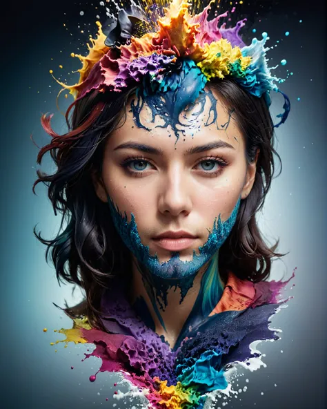 Surrealist art Nautical-themed <lora:FF.98.dxlYamersRealism_v2.LORA1:1.3> Colorful ink cascaded the portrait, forming human face. photo, studio lighting, sony a7, 35mm, hyperrealistic, big depth of field, concept art, colors, hyperdetailed, (big depth of f...