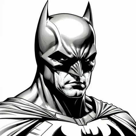 black and white, line art, coloring drawing of batman<lora:Coloring_book_-_LineArt:0.6>, white background, thick outlines