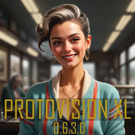 mundane portrait, Jeweler (Woman:1.1) , she is Dirty, dressed in Romantic Cardigan with racing stripes print, Adorable hair styled as Slicked-back, horizon-centered, [ (designed by Ross Tran:1.3) , (RHADS:1.1) , John Constable::13], Illustration, Realism, ...
