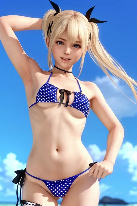 <lora:doa_marie_rose:0.7> marie rose, cute, upper body, polka dot bikini