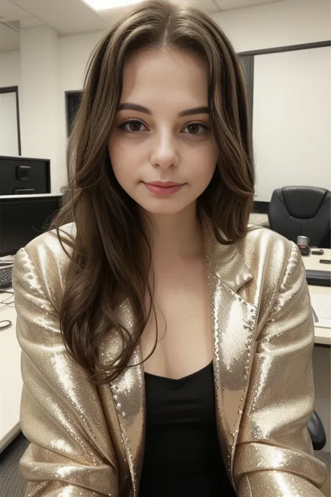 headshot, 1girl, beautiful, sitting at a desk, at a ((office)), break
sequin suit coat, elegant blouse, slacks, break
small brea...