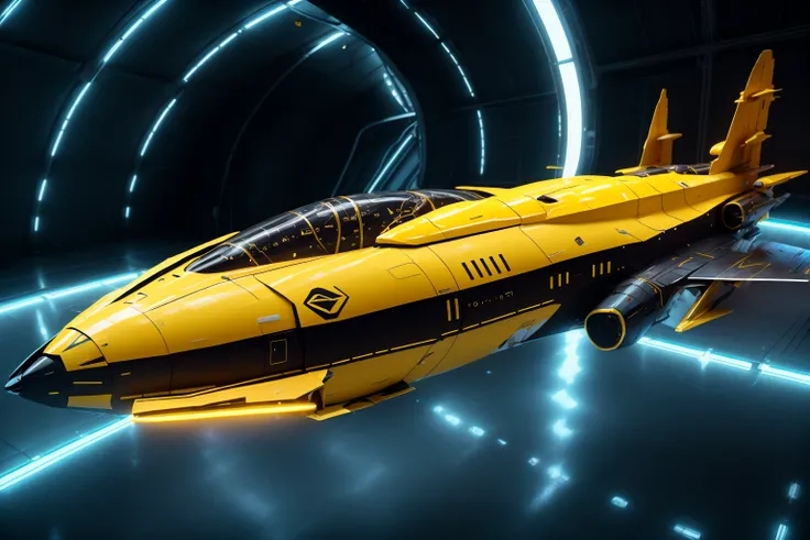 <lora:zxrspc_v3:1> Lemon Yellow zxrspc, masterpiece, best cinematic quality, photorealistic highly detailed 8k raw photo, volumetric lighting, volumetric shadows, reflective fuselage, A journey through a wormhole, traveling through space and time to unknow...