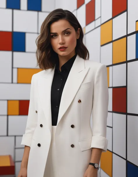 cinematic photo professional photography of of (((ohwx woman))) in the style of danny mondrian, 4k resolution. 8mm lens f/8 full hd depth shading portrait film grain detailed realistic vfx simulation face fine detail high quality octane render unreal engi...