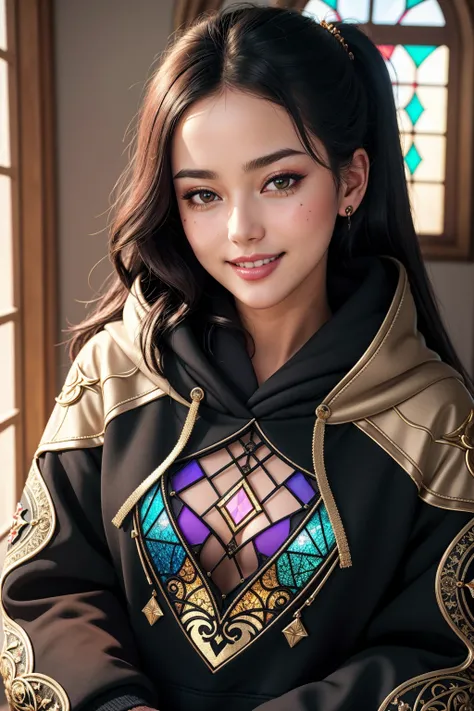 ((Masterpiece, best quality,edgQuality)),smiling,excited,blush,
edgFD, a hoodie made of golden stained glass,design,woman wearing edgFD_hoodie, fantasy_dress
<lora:edgFantasyHoodies:1>