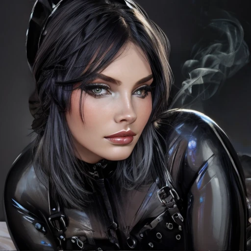 masterpiece, best quality, 4k, photorealistic,    <lora:Lokana_Lighto:1> smokey black, egirl, beautiful face,