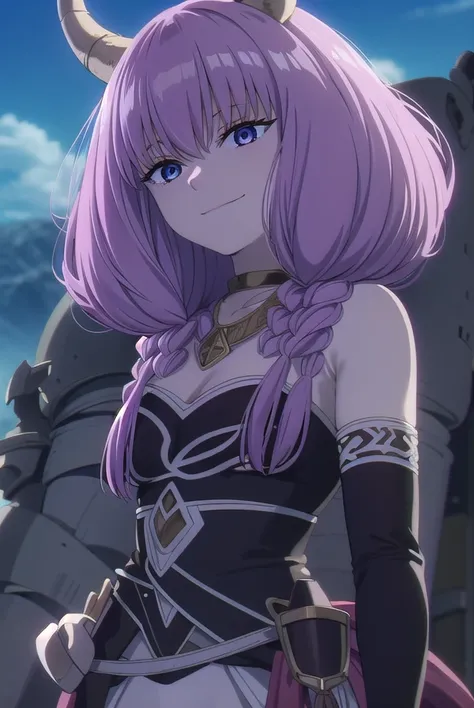 aura the guillotine, <lora:aura the guillotine s1-lora-nochekaiser:1>,
aura the guillotine, long hair, (purple eyes:1.1), purple hair, braid, horns, twin braids, smile,
skirt, thighhighs, gloves, choker, black gloves, elbow gloves, magical girl,
BREAK outd...