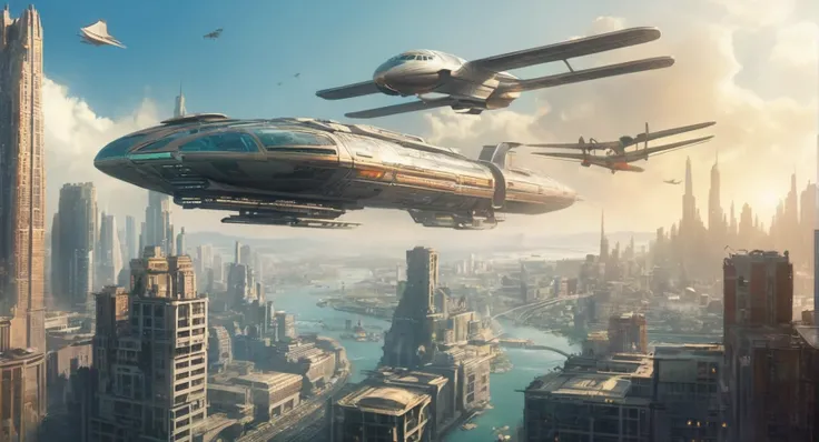 concept art of  <lora:Metropolis City:1>
metropolis city a futuristic city with a plane flying over it, digital artwork, illustrative, painterly, matte painting, highly detailed