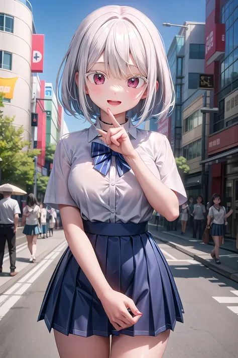 <lora:whiteeyelash_v080:1.5>
insanely detailed, absurdres, ultra-highres, ultra-detailed, best quality,
1girl, solo, nice hands, perfect hands,
BREAK
summer school uniform with indigo blue bowtie, (short sleeves, dark blue skirt, pleated skirt:1.3), (indig...