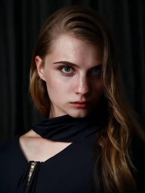 <lora:CharlotteCarmen_SD15_v1.4:1> 
a (((Realistic))) Full Portrait Photo of a realistic woman in a dark theme, simple background, vogue, focus, stern, concentrating, confident, staring, poised, focused, looking to the side, detailed eyes, detailed face, d...