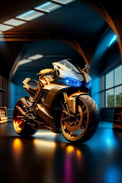 <lora:FutureSuperBike_v3-000009:1> masterpiece, photorealistic highly detailed 8k photography, best cinematic quality, volumetric lighting, volumetric shadows, ftsbk, Bookstores or Libraries background, macro shot