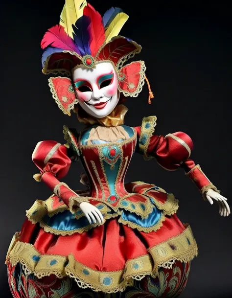 doll, character, mascherine: masked, carnival, festive, elaborate, disguised, celebration, colorful, playful. <lora:claymate_0.3...