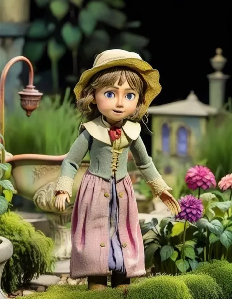 toy, character, "the secret garden's hidden beauty," neglected garden, orphan, healing, magical, rediscovery, transformative, ti...