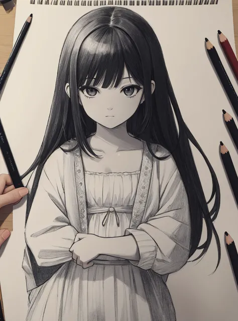 (1girl:1.3),
BREAK
Illustrate a scene using various drawing techniques, with a focus on line, texture, and the subtle nuances of shading and detail.