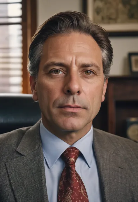 RAW Photograph, mid closeup of a powerful lawyer in his office in New York city, he is fond of expensive suits, 40 yo man, insane intricate detail, award winning art, raytracing, sharp focus, 8k, hdr, masterpiece, photography, dslr, kodachrome, 35mm photog...