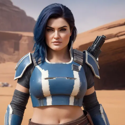 Hyperrealistic art of  <lora:Cara Dune:1.2>
Cara Dune a shredded  woman in a sexy outfit posing for a picture in star wars universe, Extremely high-resolution details, photographic, realism pushed to extreme, fine texture, incredibly lifelike