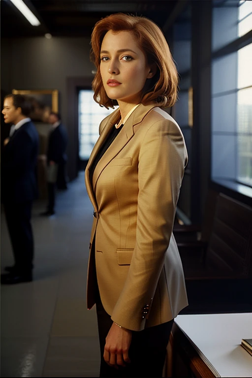 Dana Scully, portrait, soft light, dark business suit,
<lora:DanaScullySDstrong:1>, intricate details, hyperdetailed, cinematic, realistic, masterpiece