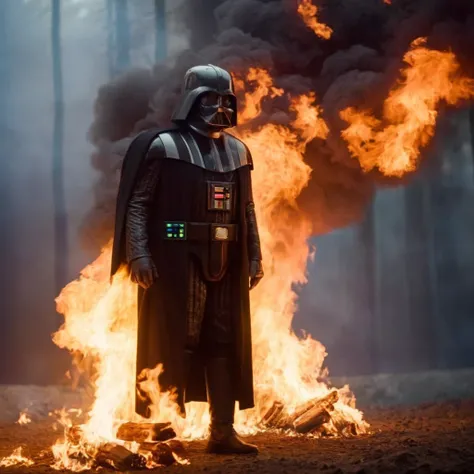 cinematic film still of  <lora:Darth Vader:1.5>
Darth Vader a man is set on fire burned alive with fire everywhere in star wars universe, shallow depth of field, vignette, highly detailed, high budget, bokeh, cinemascope, moody, epic, gorgeous, film grain,...